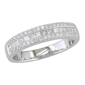 Invisible setting princess cut round diamond band